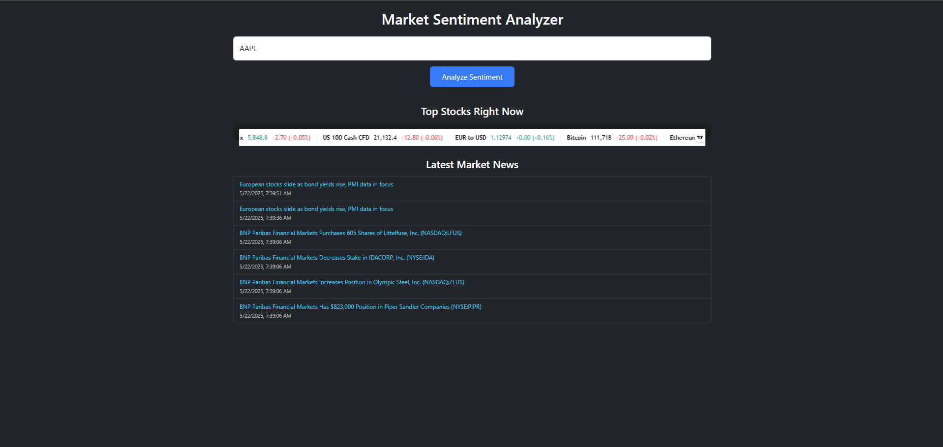 Stock Sentiment Analyzer